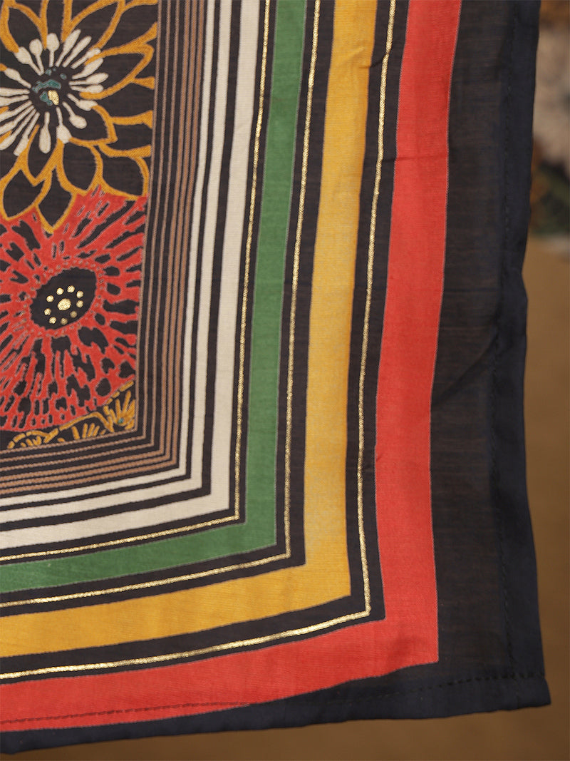 Miramaar Women's Black Modal Straight Kurta Set with Dupatta & Adda Work