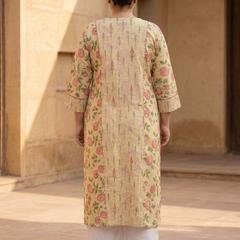 Miramaar Women's Beige Cotton Straight Kurti
