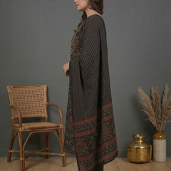 Miramaar Women's Black Printed Cotton Straight Kurta Set with Dupatta