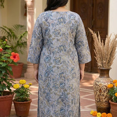 Miramaar Women's Grey Printed Cotton Kurti