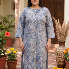 Miramaar Women's Grey Printed Cotton Kurti