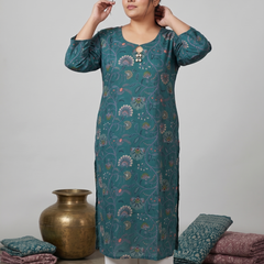 Miramaar Women's Blue Cotton Printed Kurti
