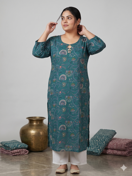 Miramaar Women's Blue Cotton Printed Kurti