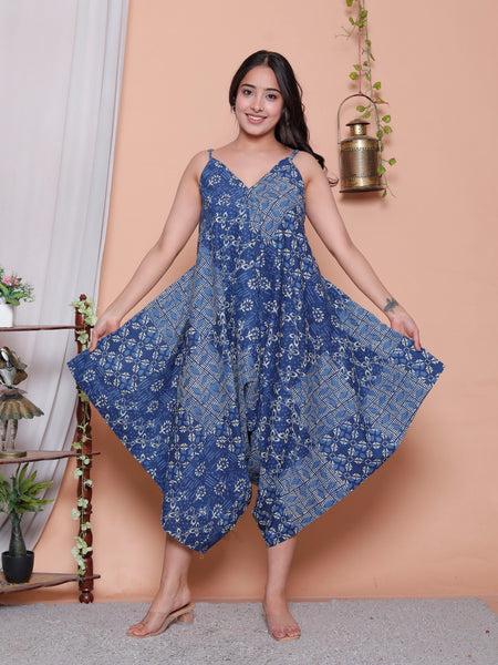 Miramaar Women's Blue Printed Jumpsuit