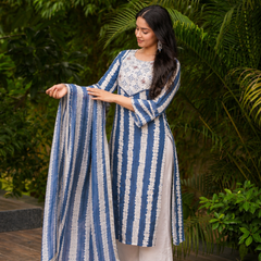 Miramaar Women's Handcrafted Indigo Cotton Kurta Set