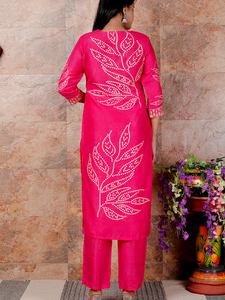 Miramaar Women's Pink Muslin V-Neck Kurta Set with Dupatta