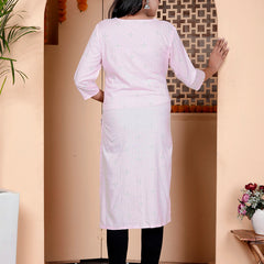 Miramaar Women's Blue Rayon Embroidered Kurtis