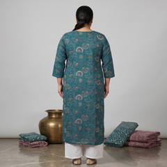 Miramaar Women's Blue Cotton Printed Kurti