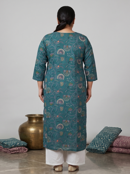 Miramaar Women's Blue Cotton Printed Kurti