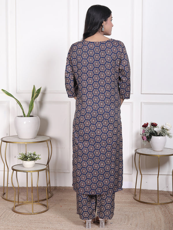 Miramaar Women's Black & Red Straight Printed Adda Work Kurta Set