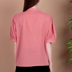 Miramaar Women's Cotton Flex Solid Pink Pintex Top