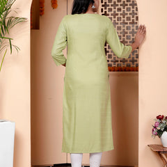 Miramaar Women's Blue Rayon Embroidered Kurtis