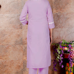 Miramaar Women's Purple Straight Embroidered Kurta Pant Dupatta Set