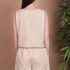 Miramaar Women's Off White Cotton Flex Top & Shorts Co-ord Set