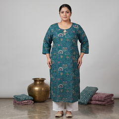 Miramaar Women's Blue Cotton Printed Kurti