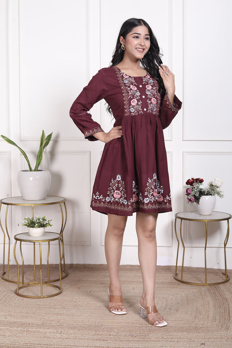 Miramaar Women's Cotton Green Embroidered Tunics