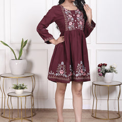 Miramaar Women's Cotton Green Embroidered Tunics