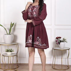 Miramaar Women's Cotton Green Embroidered Tunics