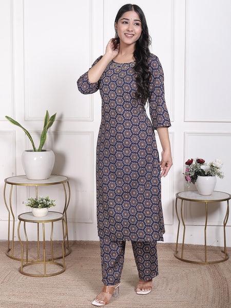 Miramaar Women's Black & Red Straight Printed Adda Work Kurta Set