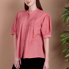 Miramaar Women's Cotton Flex Solid Pink Pintex Top