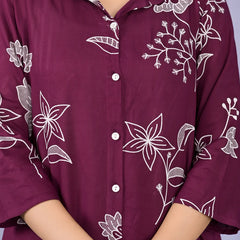 Miramaar Maroon Floral Printed Shirt & Pant Co-ord Set