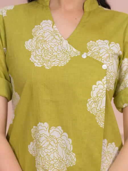 Green Floral Printed Cotton Co-ord Set