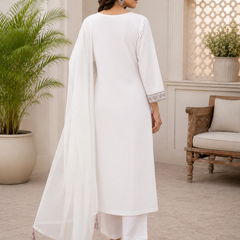 Miramaar Women's White Serenity Ensemble Kurta & Dupatta Set