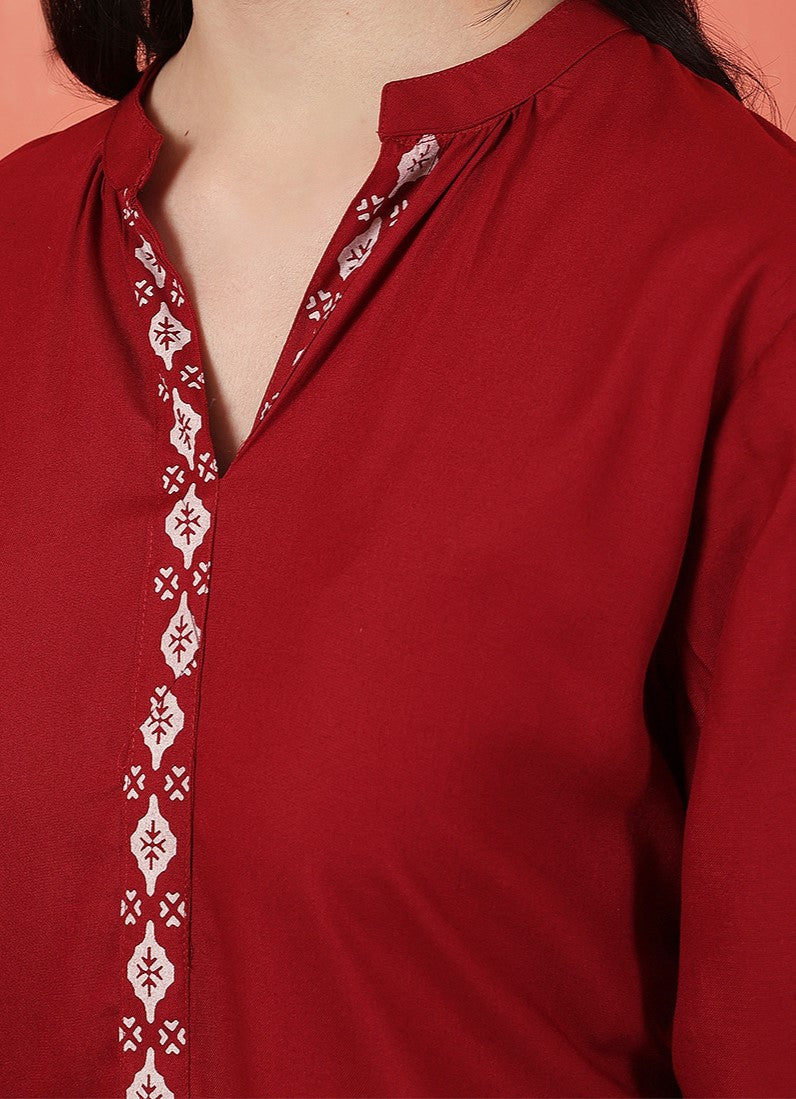 Miramaar Women's Maroon Solid Coord Set