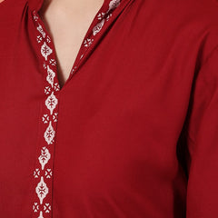 Miramaar Women's Maroon Solid Coord Set