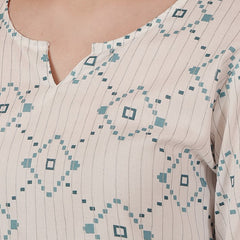 Miramaar Women's White Rayon Printed Coord Set