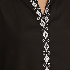 Miramaar Women's Black Rayon Mandarin Collar Co-ord Set