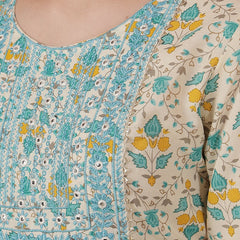 Miramaar Women's Blue Rayon Nyra Cut Kurta Set