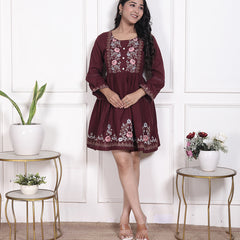 Miramaar Women's Cotton Green Embroidered Tunics