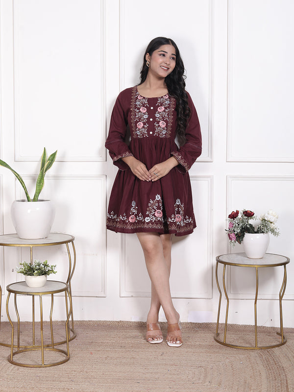 Miramaar Women's Cotton Green Embroidered Tunics
