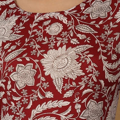 Miramaar Women's Red Delta Crepe Round Neck Fit and Flare Dress