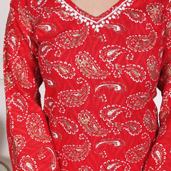 Miramaar Women's Brown Printed Cotton V-Neck Straight Kurta Pant with Dupatta