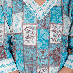 Miramaar Women's Blue Cotton Adda Work Straight Kurta Dupatta Set