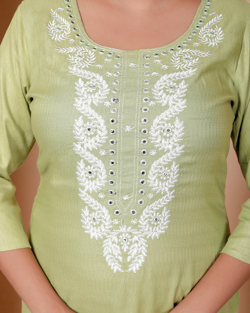 Miramaar Women's Blue Rayon Embroidered Kurtis