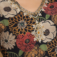 Miramaar Women's Black Modal Straight Kurta Set with Dupatta & Adda Work