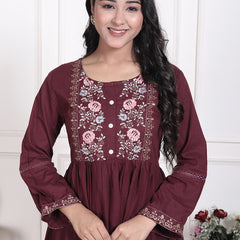 Miramaar Women's Cotton Green Embroidered Tunics