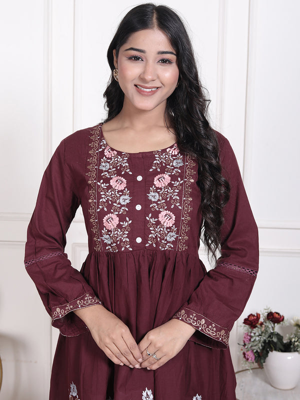 Miramaar Women's Cotton Green Embroidered Tunics
