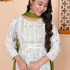 Miramaar Women's Beige Printed Viscose Rayon Kurta Set