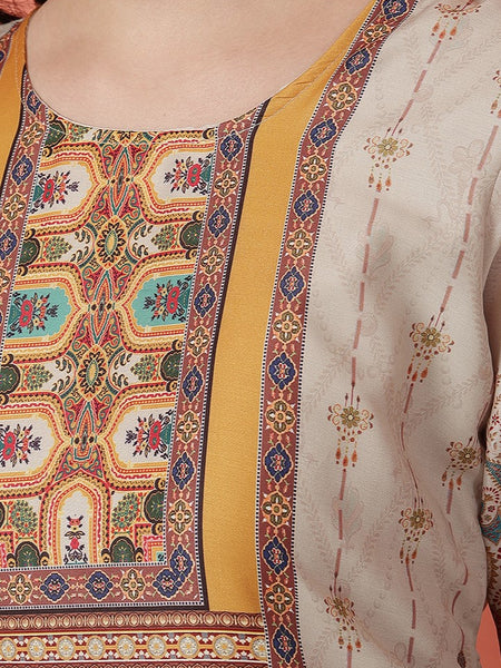 Miramaar Women's Green Muslin Digital Print Straight Kurta Set with Dupatta