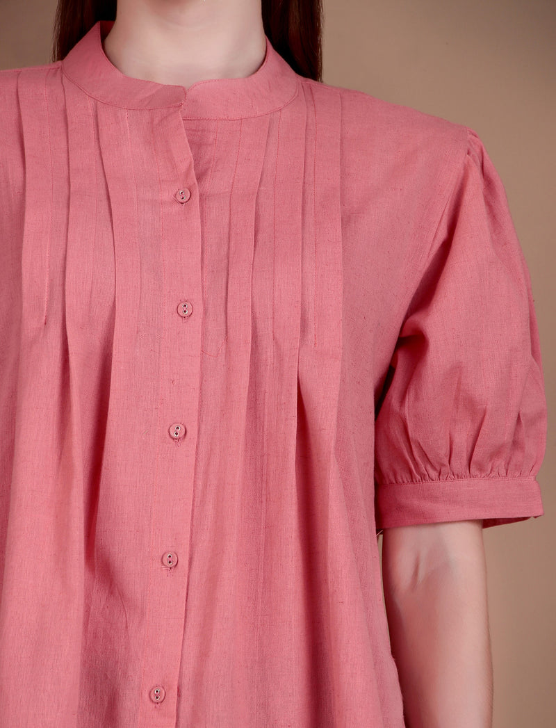 Miramaar Women's Cotton Flex Solid Pink Pintex Top