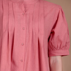 Miramaar Women's Cotton Flex Solid Pink Pintex Top