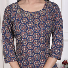 Miramaar Women's Black & Red Straight Printed Adda Work Kurta Set