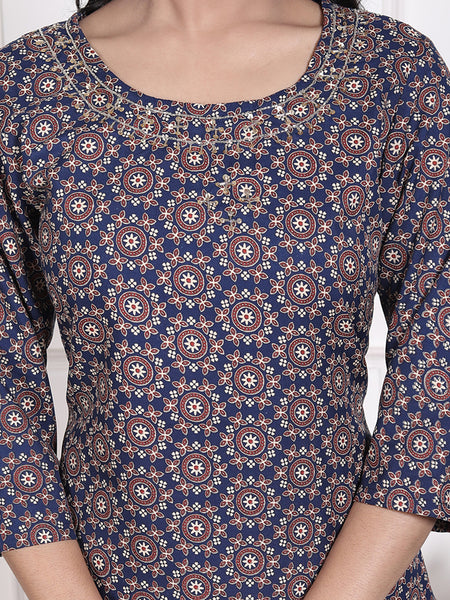 Miramaar Women's Black & Red Straight Printed Adda Work Kurta Set