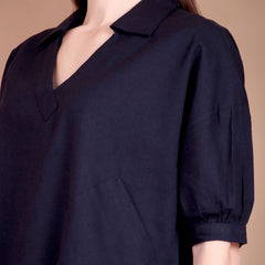 Miramaar Women's Cotton Flex Solid Blue Regular Top