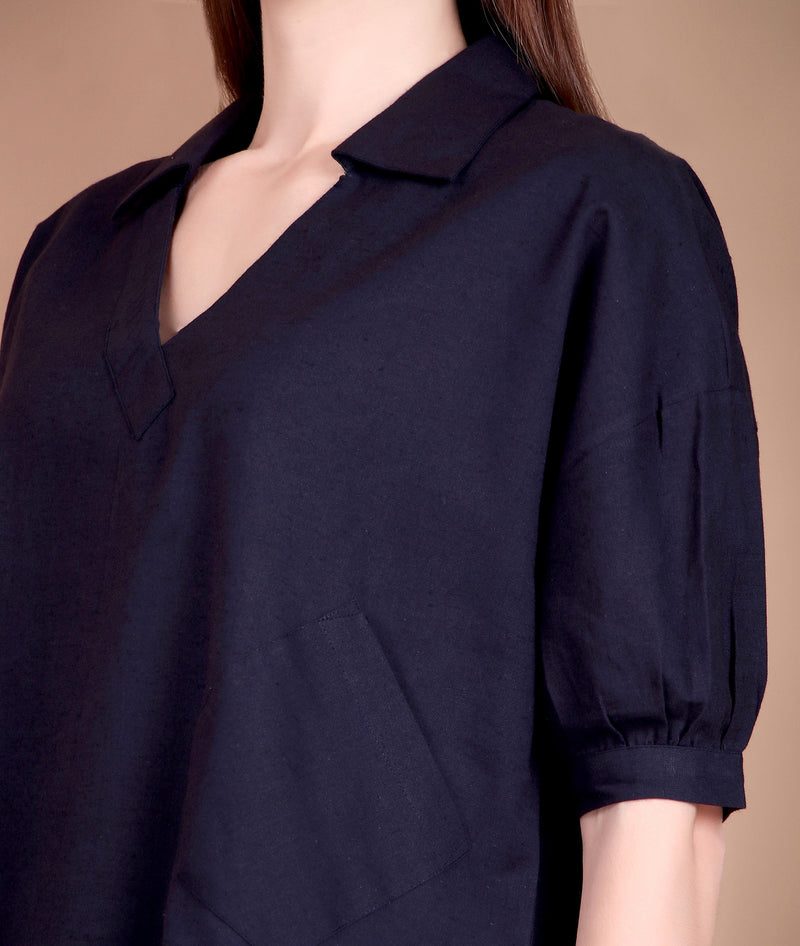 Miramaar Women's Cotton Flex Solid Blue Regular Top