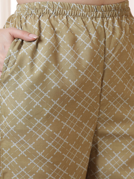 Miramaar Women's Green Lace & Hand Work Straight Kurta Pant with Dupatta